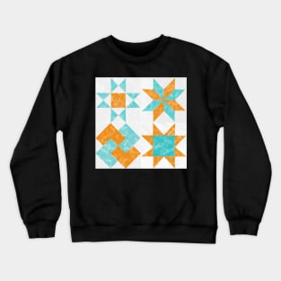 Sampler Quilt Orange and Teal Watercolor Crewneck Sweatshirt